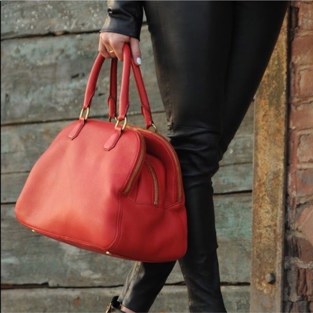 J. Crew Red Leather Satchel Handbag